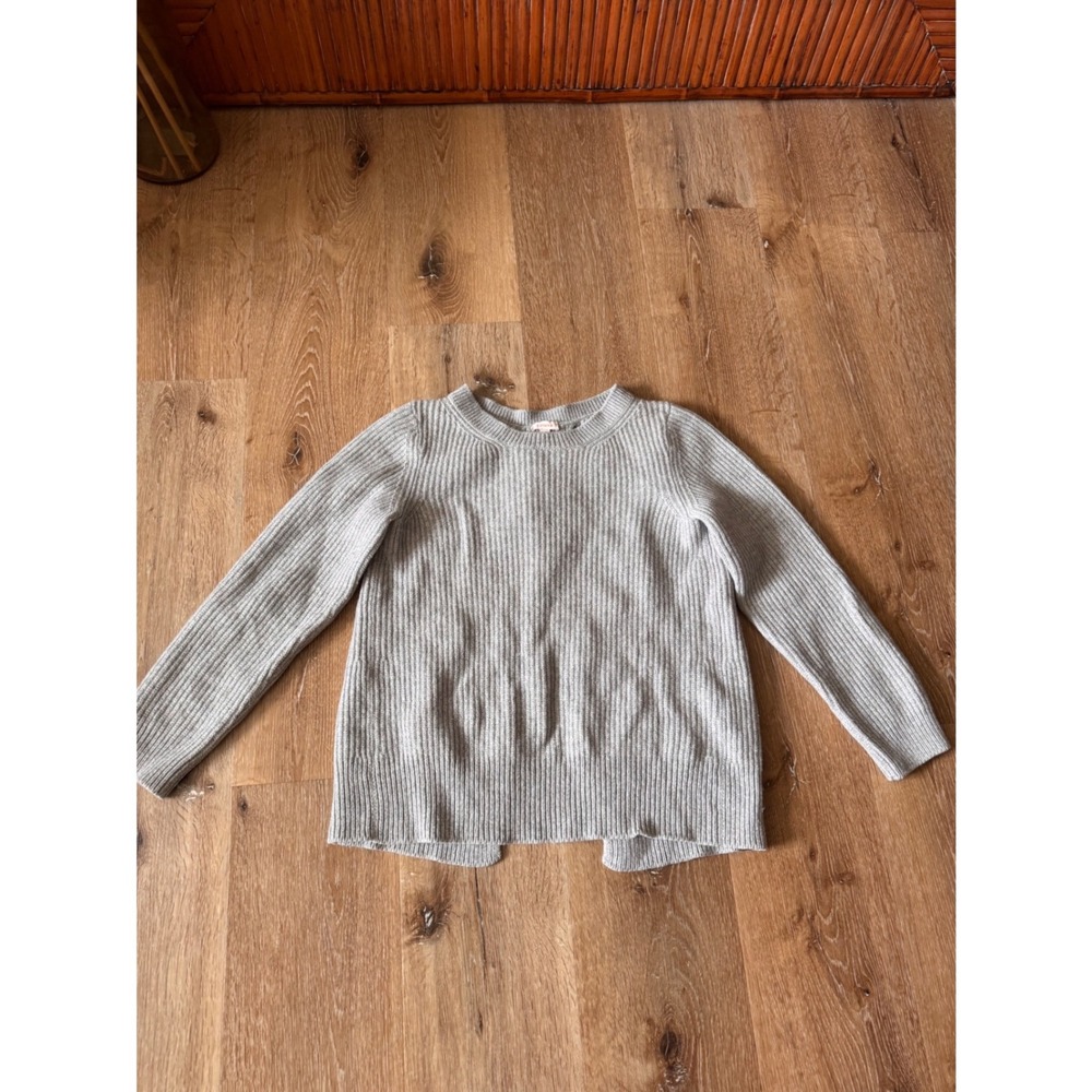 Cuyana Gray Wool Cashmere Ribbed Open Back Tulip Sweater Size XS